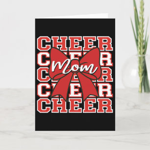 Footll Cheer Mum Game Day Red Bow Cheerleading Card
