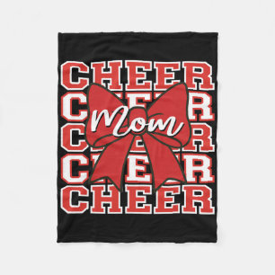 Footll Cheer Mum Game Day Red Bow Cheerleading  Fleece Blanket