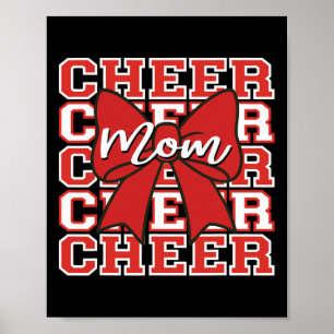 Footll Cheer Mum Game Day Red Bow Cheerleading Poster