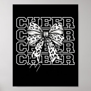 Footll Cheer Mum Game Day White Bow Cheerleading Poster