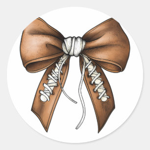 Footll Coquette Bow Cute Footll Game Day Classic Round Sticker