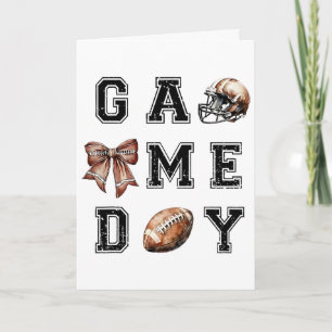 Footll Coquette Bow Footll Mum Game Day Women Girl Card