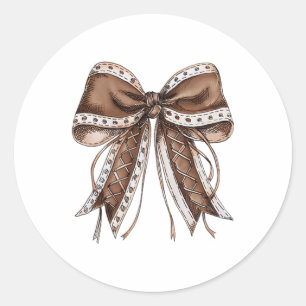 Footll Coquette Bow Game Day Shirt 2 Sided Classic Round Sticker