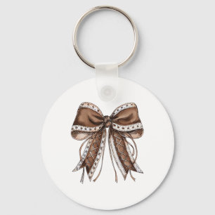 Footll Coquette Bow Game Day Shirt 2 Sided Key Ring