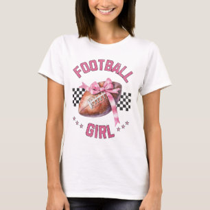 Footll Girl Teen Women Teens Pink Bow Season Prepp T-Shirt