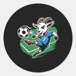 Footll Goat Striker Number 7 Kicking Soccer Ll  Classic Round Sticker
