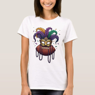 Footll Mardi Gras Mask Beads T-Shirt