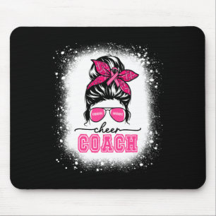 Footll Messy Bun Mom Cheer Coach Breast Cancer Ble Mouse Mat
