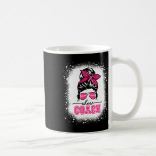Footll Messy Bun Mum Cheer Coach Breast Cancer Ble Coffee Mug