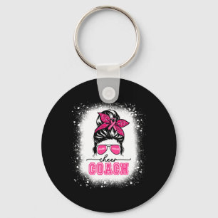 Footll Messy Bun Mum Cheer Coach Breast Cancer Ble Key Ring