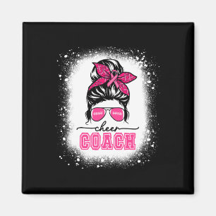 Footll Messy Bun Mum Cheer Coach Breast Cancer Ble Magnet