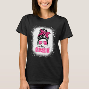 Footll Messy Bun Mum Cheer Coach Breast Cancer Ble T-Shirt