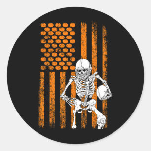 Footll Player Fan Gift Skeleton Halloween Men Boys Classic Round Sticker