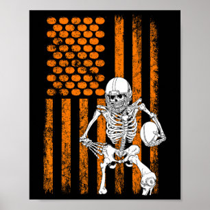 Footll Player Fan Gift Skeleton Halloween Men Boys Poster