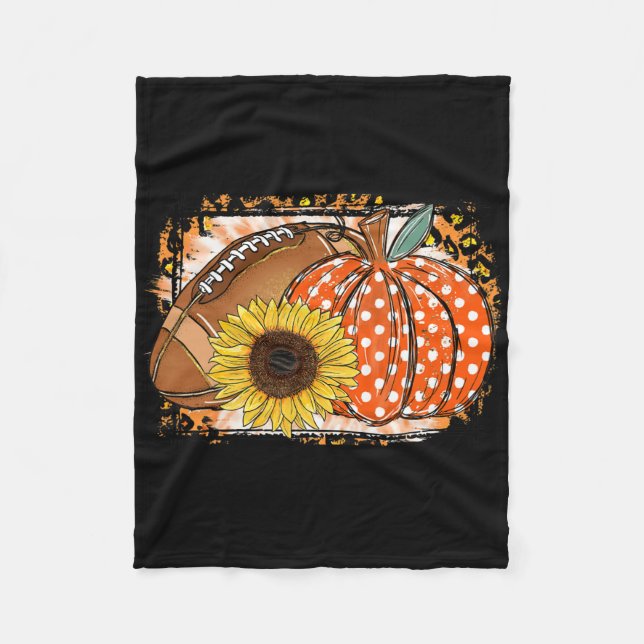 Footll Pumpkin Sunflower Footll Lover Fall Thanksg Fleece Blanket (Front)