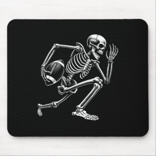 Footll Skeleton Playing Footll Halloween Skull Lov Mouse Mat