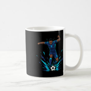 Footll Soccer Blue Striker In The Rain On Wet Grou Coffee Mug