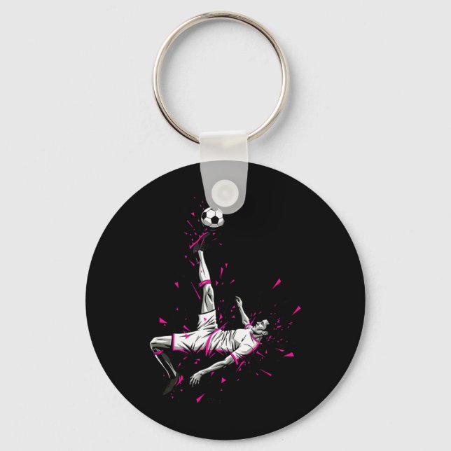 Footll Soccer Player Spectacular Bicycle Kick Comi Key Ring (Front)