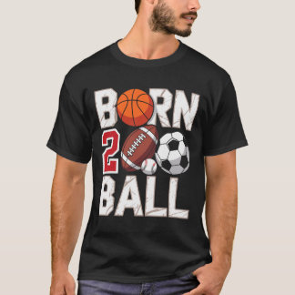 Footll Soccer Sketll 2nd Birthday Boy Born Two Ll T-Shirt