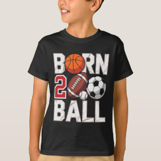 Footll Soccer Sketll 2nd Birthday Boy Born Two Ll T-Shirt