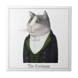 FOOTMAN CAT 4.25" Square Ceramic Tile + Text
