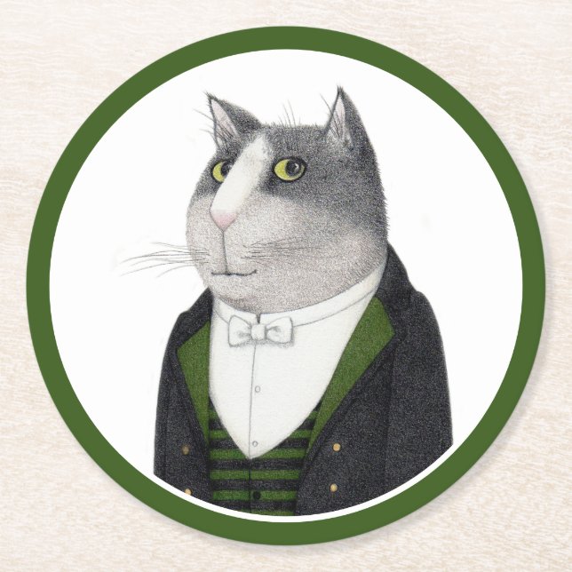 FOOTMAN CAT Round Paper Coasters  (Front)