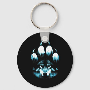 Footprint Animals Wolves Lovers Wolf Howling At Th Key Ring