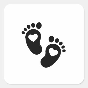 Footprint Baby Heart, Baby Feet Square Sticker