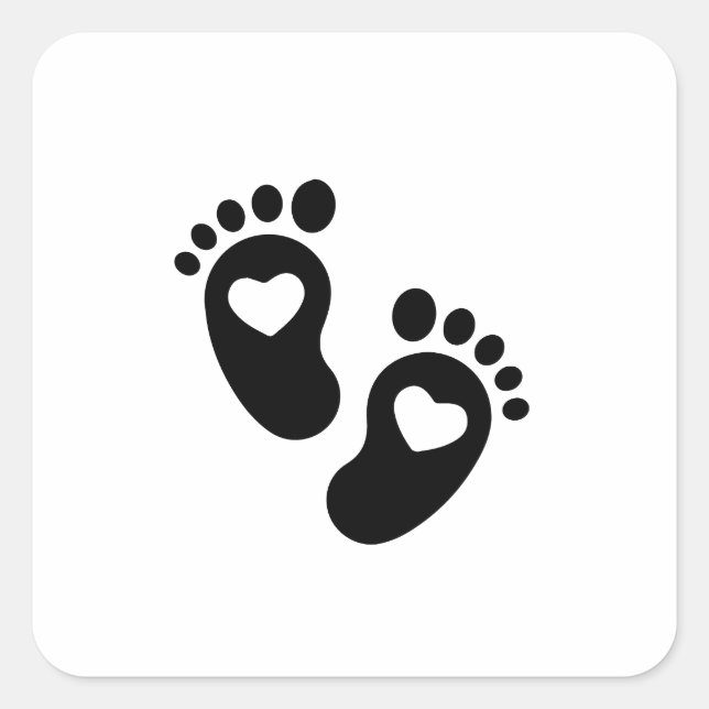 Footprint Baby Heart, Baby Feet Square Sticker (Front)