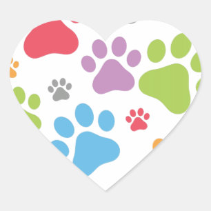 Footprint Dog Heart Sticker