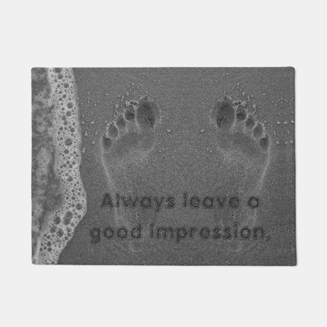 Footprint Impressions in the Sand Inspiring Quote Doormat (Front)