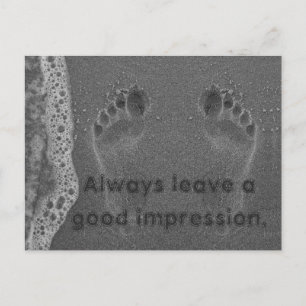 Footprint Impressions in the Sand Inspiring Quote Postcard