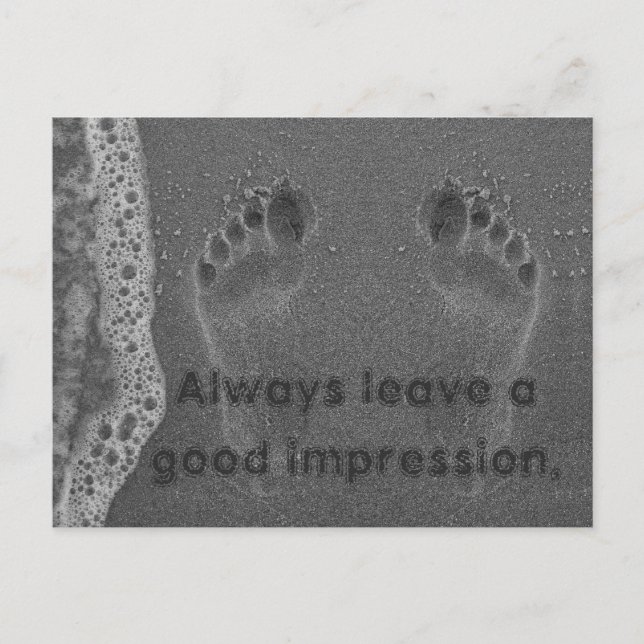 Footprint Impressions in the Sand Inspiring Quote Postcard (Front)