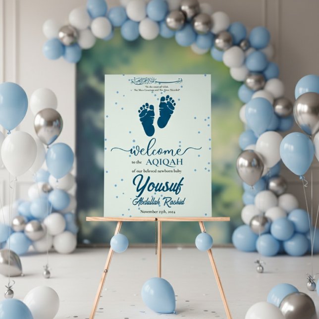 Footprint Newborn Baby Boy Muslim Aqiqah Aqeeqa Acrylic Sign (Creator Uploaded)
