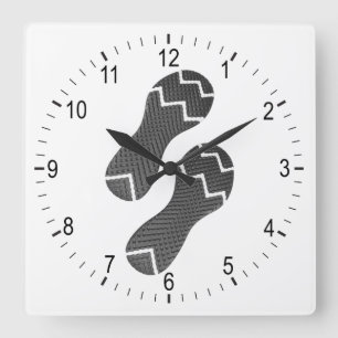 Footprint of running shoes square wall clock