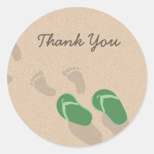 Footprints and Flip Flops on Sand Classic Round Sticker