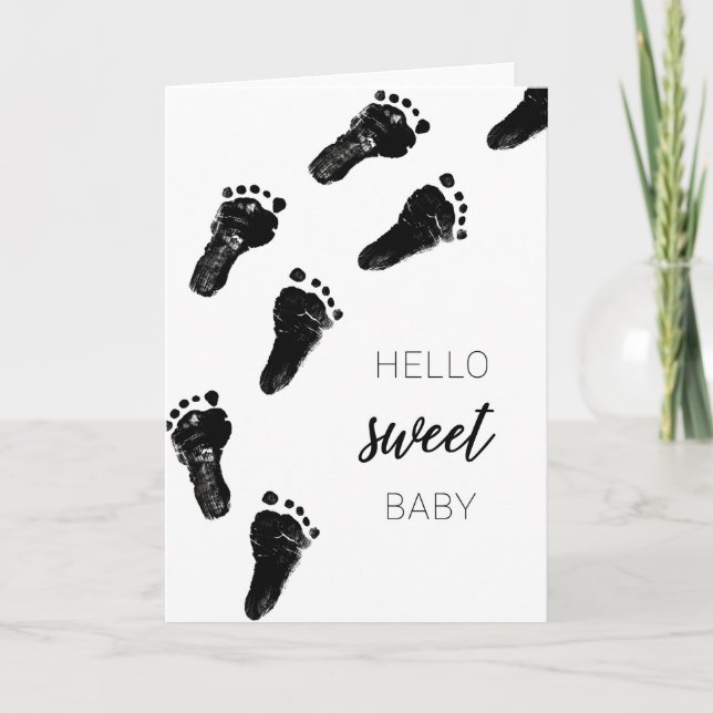 Footprints Baby Shower and New Baby Congrats Card (Front)
