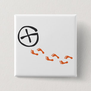 Footprints - black 15 cm square badge