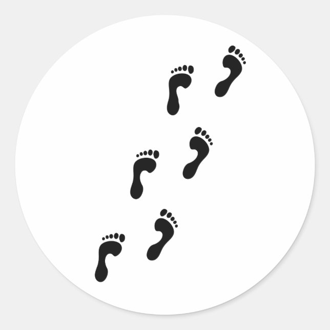 footprints classic round sticker (Front)