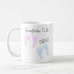 Footprints Grandfaother To Be Twins Announcement Coffee Mug