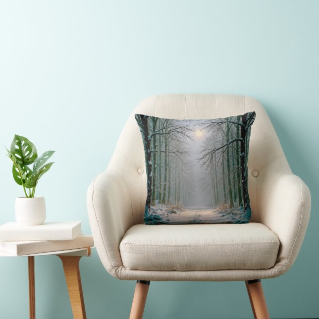 Footprints In a Snowy Forest In Moonlight Cushion (Chair)