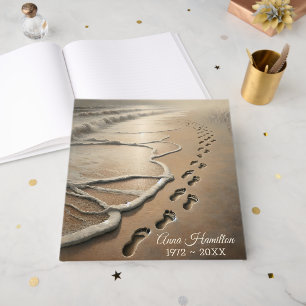 Footprints In Beach Sand For Memorial Service Guest Book