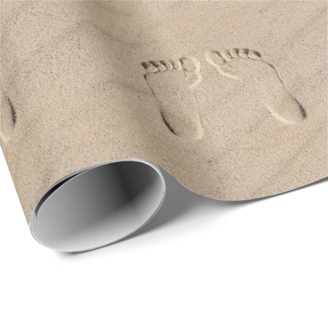 Footprints In Beach Sand    Wrapping Paper (Roll Corner)