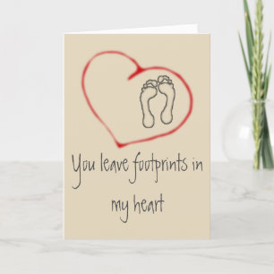 Footprints in my heart Valentines card