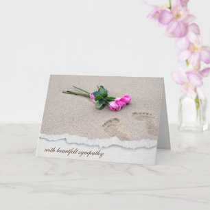 Footprints in Sand and Sympathy Roses Card