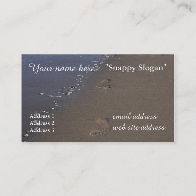 Footprints in Sand Ocean Shore Business Card (Front)