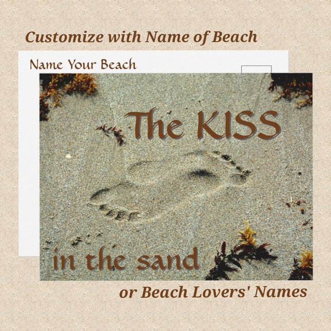Footprints in Sand The Kiss Romantic Beach Postcard (Creator Uploaded)