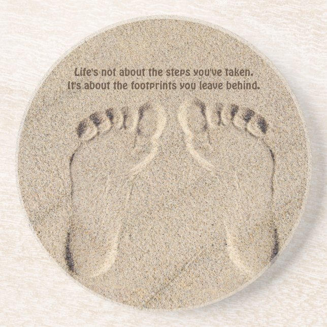 Footprints In Sand With Quote Coaster (Front)