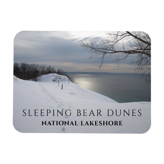 Footprints in Snow, Lake Michigan, Sleeping Bear  Magnet (Horizontal)