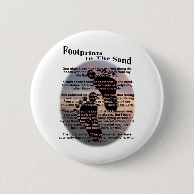 Footprints in the Sand 6 Cm Round Badge (Front)